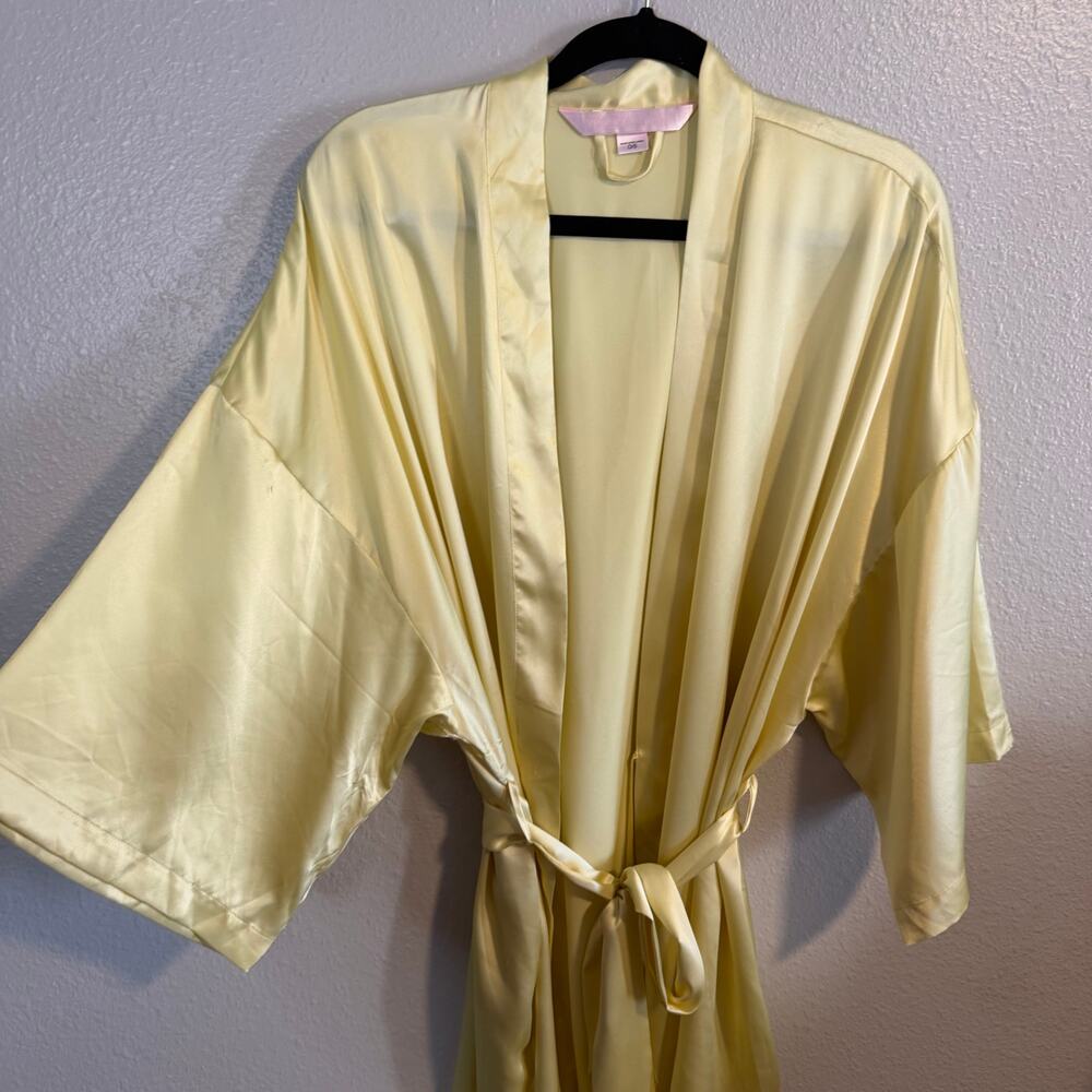 Victoria's Secret Yellow Satin Robe OS